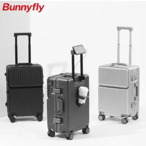 BunnyFly Trolley Case With Wheels Boarding Box 20/24 inch Travel Suitcase Large Size Luggage Men Carry-On Luggage Laptop Bag