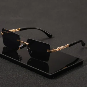 1pc Rimless Sunglasses Rectangle Women Men Shades