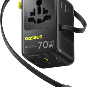 Baseus Universal Travel Adapter With Retractable USB‑C Cable